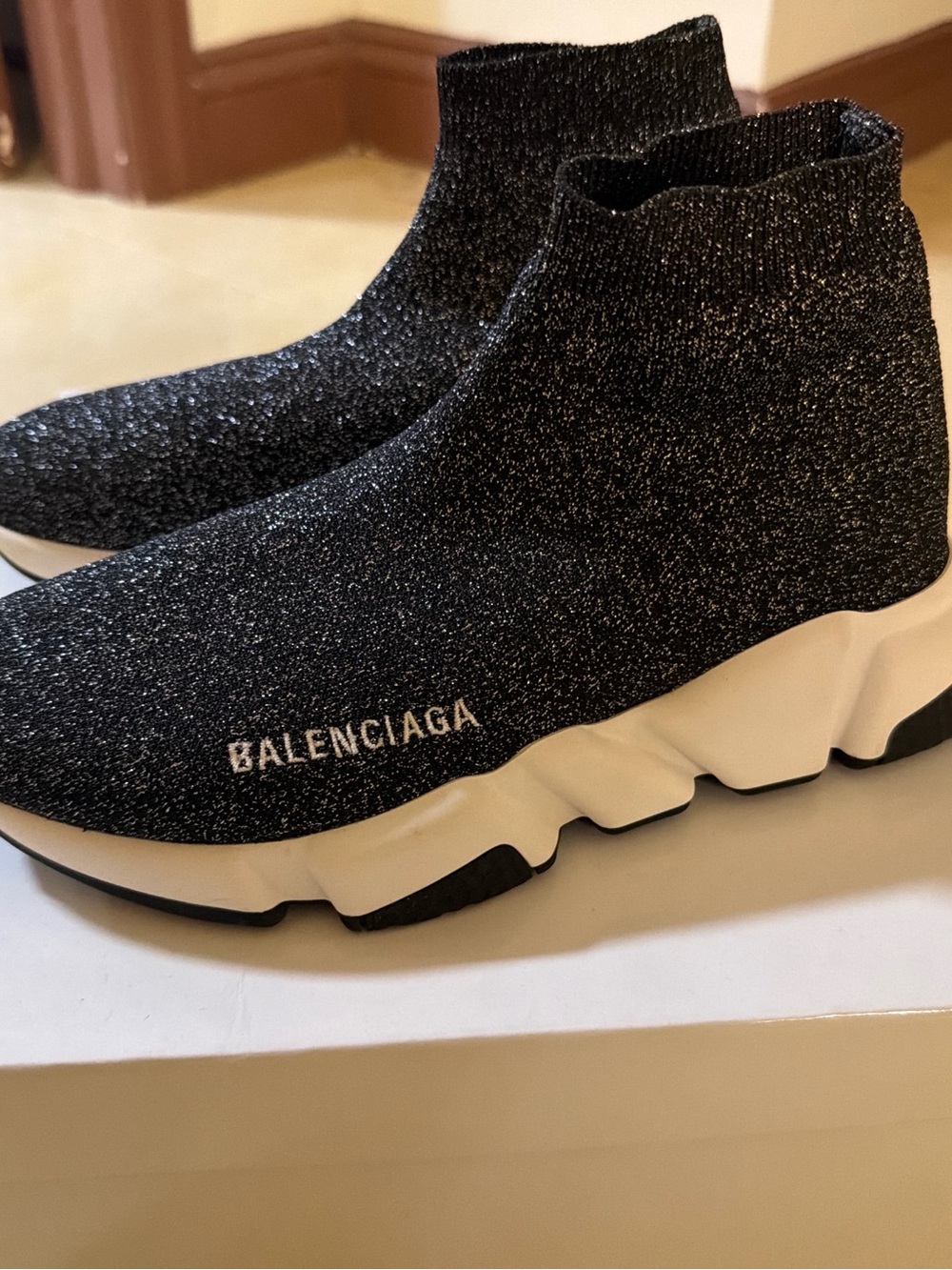 Men's Black Knit Slip-On Sock Sneakers - Casual Lightweight Design - Picture 3 of 5